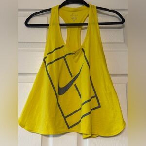 Nike Women's Bright Yellow Tank Top with Gray Logo